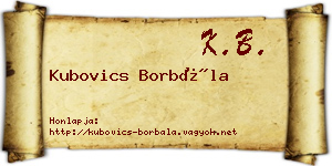 Kubovics Borbála névjegykártya